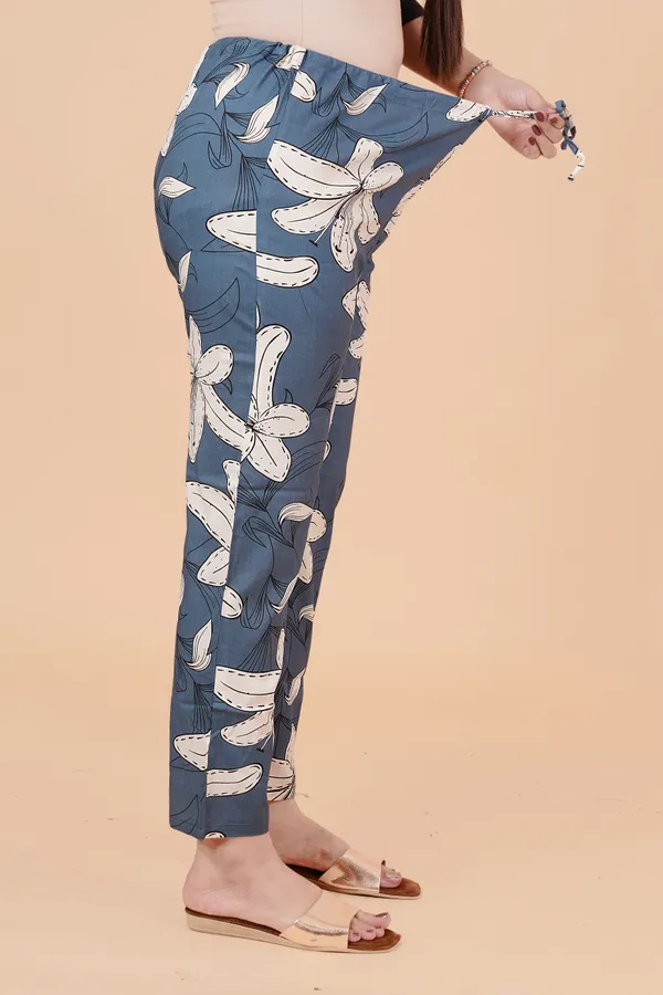 Grey_Floral_Maternity_Kurta_Set_with_Feeding_Zip_&_Matching_Bottom