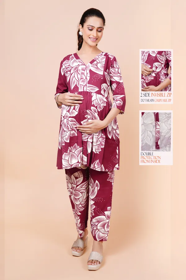 Printed_Feeding_&_Maternity_Cord_set_With_Zippers_(Top_&_Bottom)