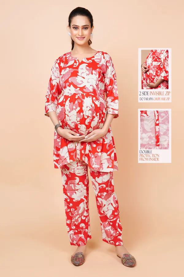 Printed_Feeding_&_Maternity_Cord_set_With_Zippers_(Top_&_Bottom)