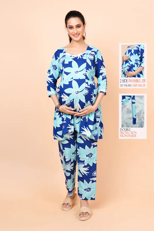 Printed_Feeding_&_Maternity_Cord_set_With_Zippers_(Top_&_Bottom)