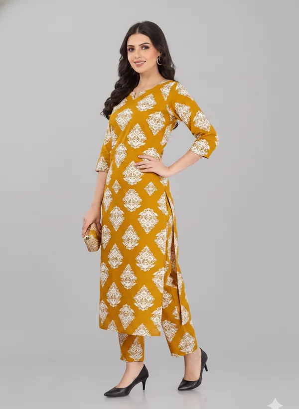 Mustard_Printed_Feeding_Kurti_Pant_Set_with_2-Side_Invisible_Zips