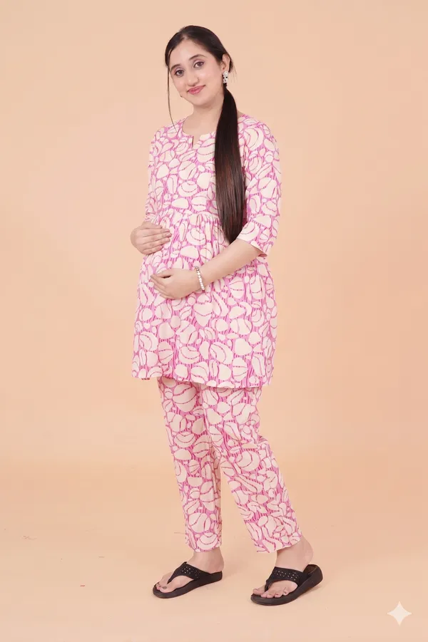 Pink_&_White_Maternity_&_Feeding_Cord_Set_for_Women