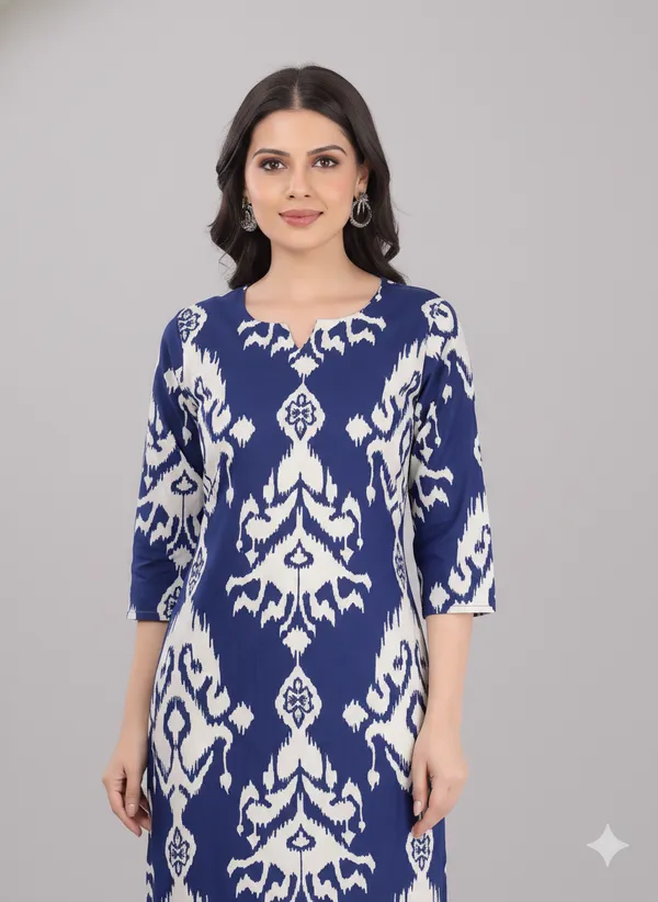 Royal_Blue_Printed_Feeding_Kurti_Pant_Set_with_2-Side_Invisible_Zips