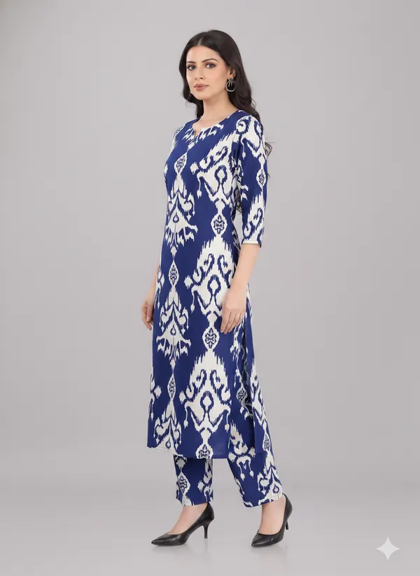 Royal_Blue_Printed_Feeding_Kurti_Pant_Set_with_2-Side_Invisible_Zips