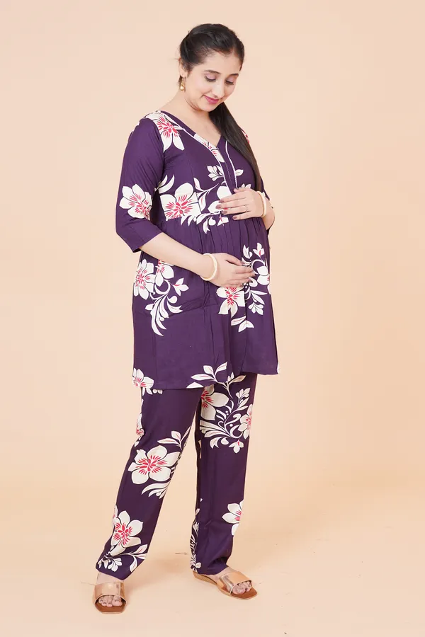 Wine_Printed_Feeding_&_Maternity_Cord_set_With_Zippers_(Top_&_Bottom)