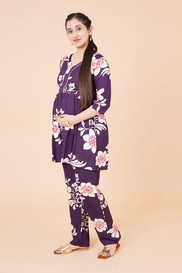 Wine_Printed_Feeding_&_Maternity_Cord_set_With_Zippers_(Top_&_Bottom)