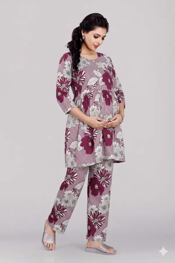 Women's_Printed_Maternity_Wear_Cords_Set