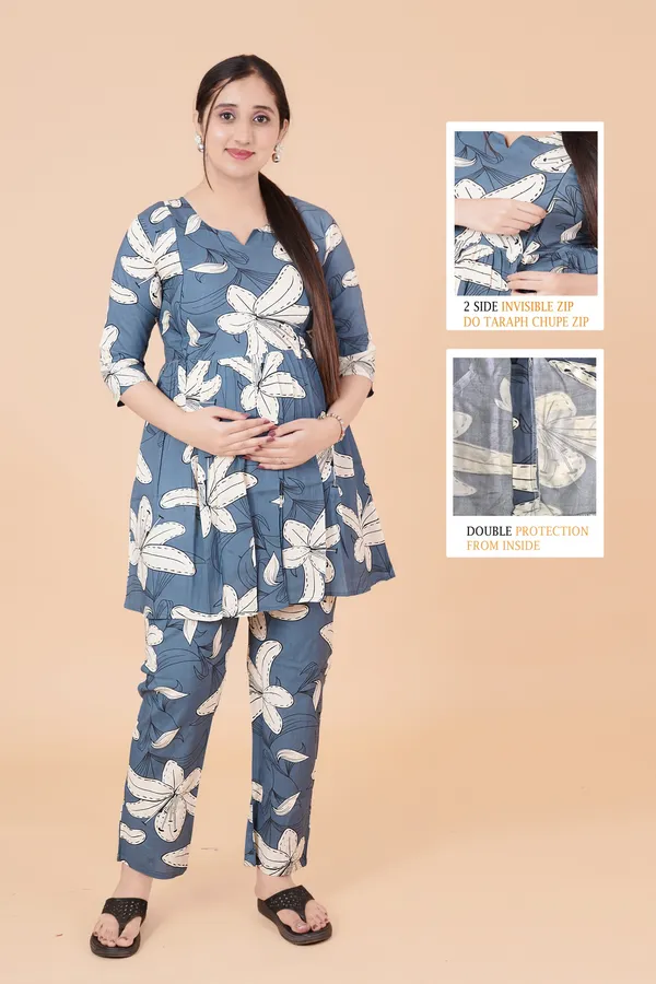 Printed_Feeding_&_Maternity_Cord_set_With_Zippers_(Top_&_Bottom)