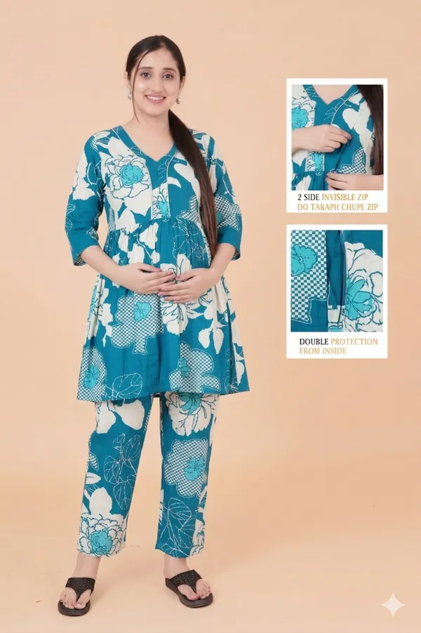 Printed_Feeding_&_Maternity_Cord_set_With_Zippers_(Top_&_Bottom)