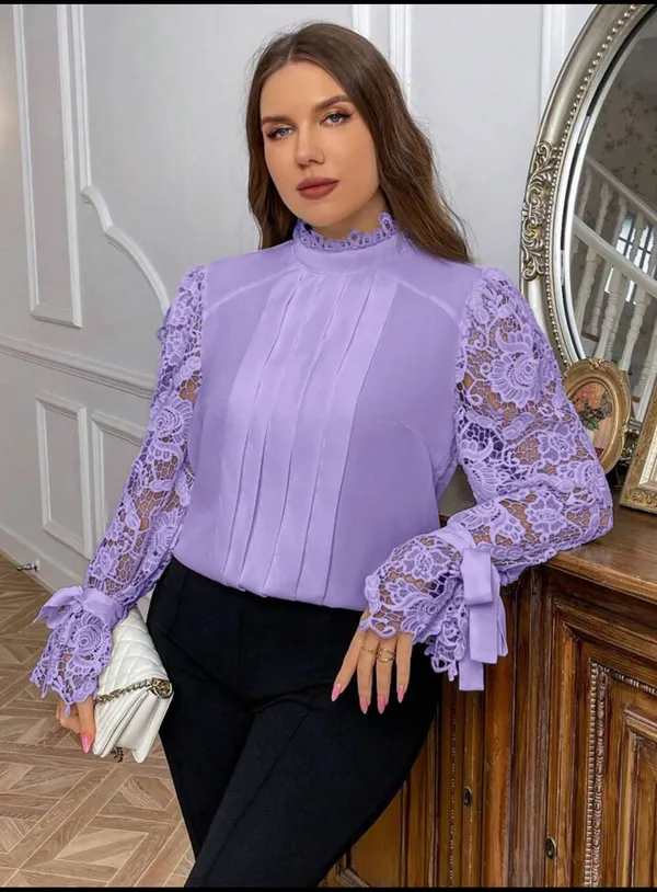 Cotton_Formal_Top_With_Lace_Sleeves