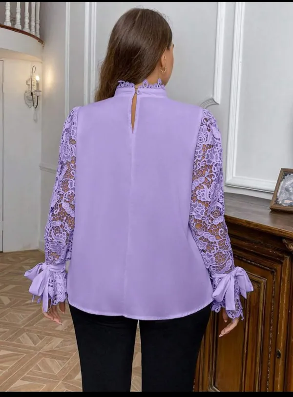 Cotton_Formal_Top_With_Lace_Sleeves