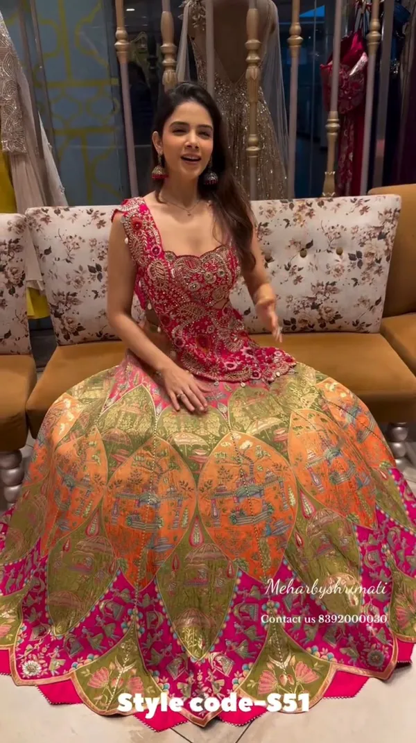 New_Super_Embroidery_Coding_work__Lehengha_choli