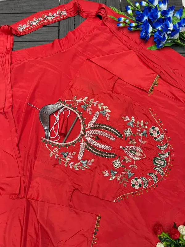 New_Super_Trending_Embroidery_Sequence_work_blouse_and_lehenga