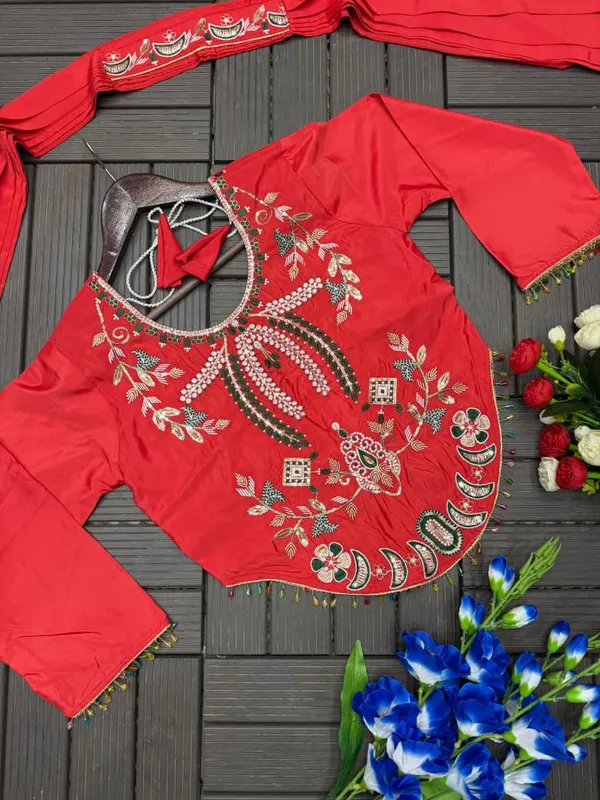 New_Super_Trending_Embroidery_Sequence_work_blouse_and_lehenga