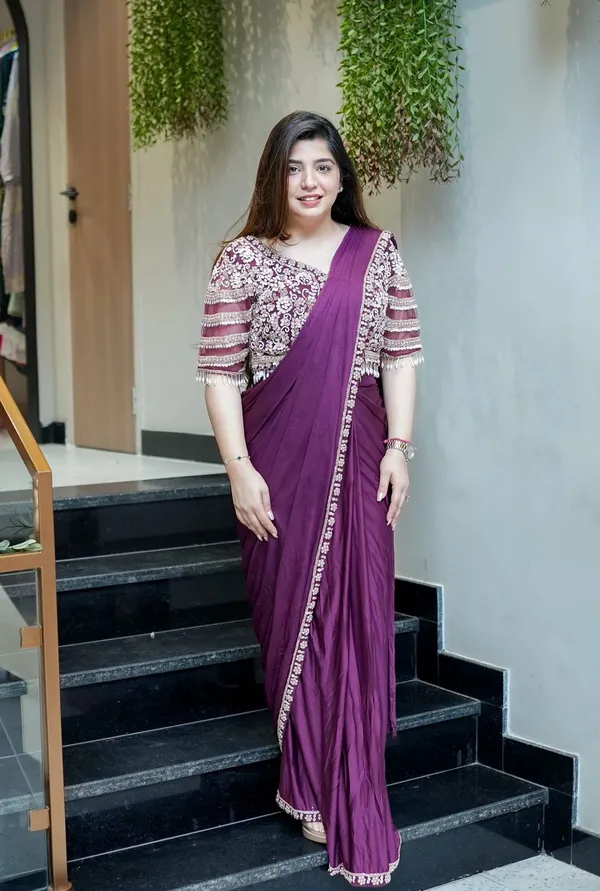 New_Super_Trending_Embroidery_Sequence_work_ready_to_wear_saree_with_Embroidery_Blouse