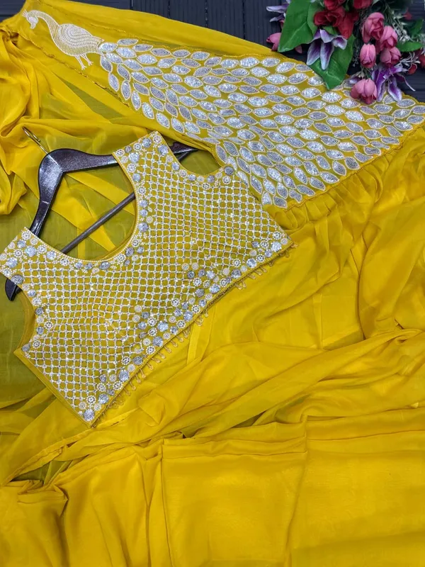 New_Super_Trending_Embroidery_Sequence_work_ready_to_wear_saree_with_Embroidery_Blouse