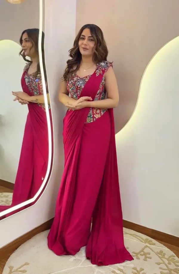 New_Super_Trending_Embroidery_Sequence_work_ready_to_wear_saree_with_Embroidery_Blouse