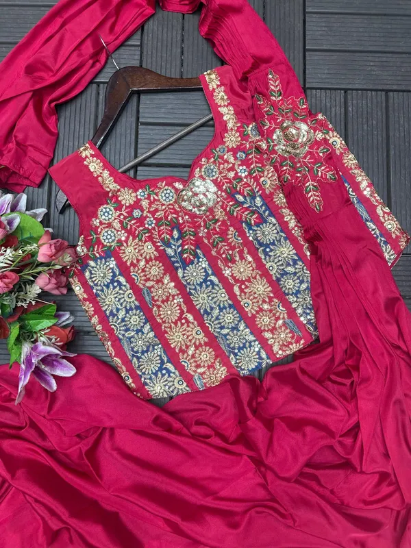 New_Super_Trending_Embroidery_Sequence_work_ready_to_wear_saree_with_Embroidery_Blouse