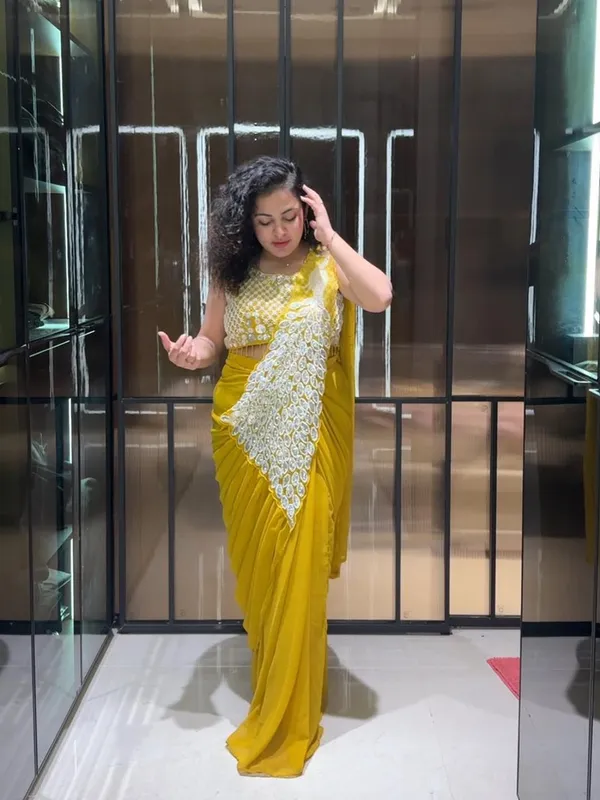 New_Super_Trending_Embroidery_Sequence_work_ready_to_wear_saree_with_Embroidery_Blouse