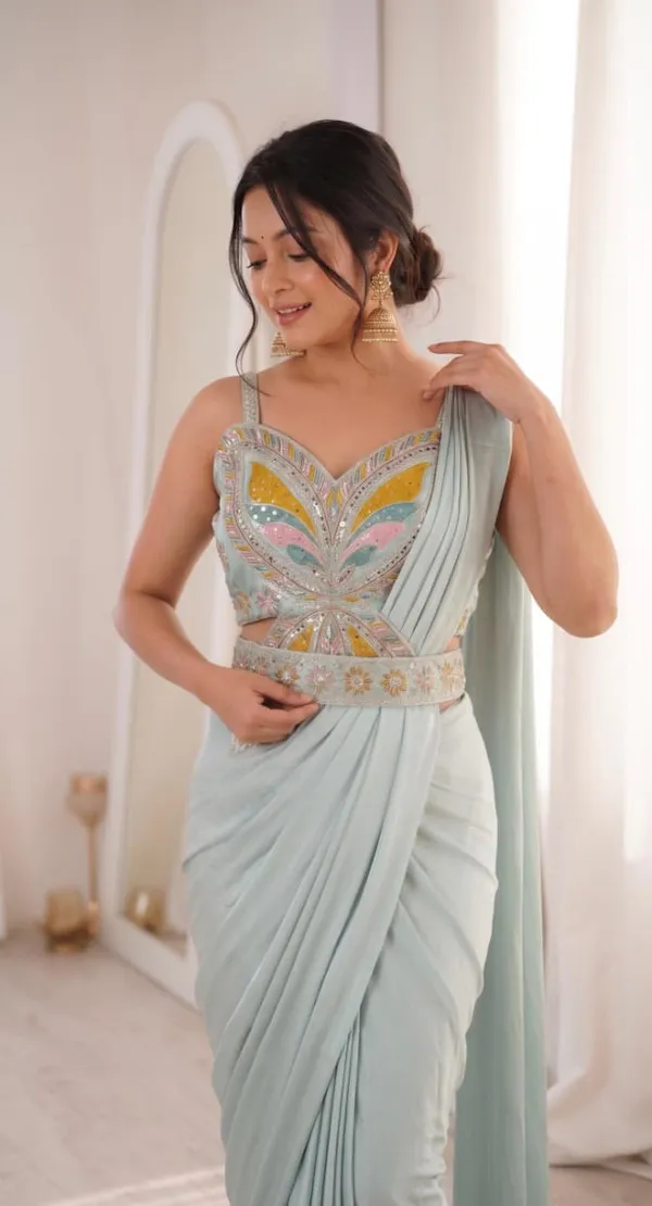 New_Super_Trending_Embroidery_Sequence_work_ready_to_wear_saree_with_Embroidery_Blouse
