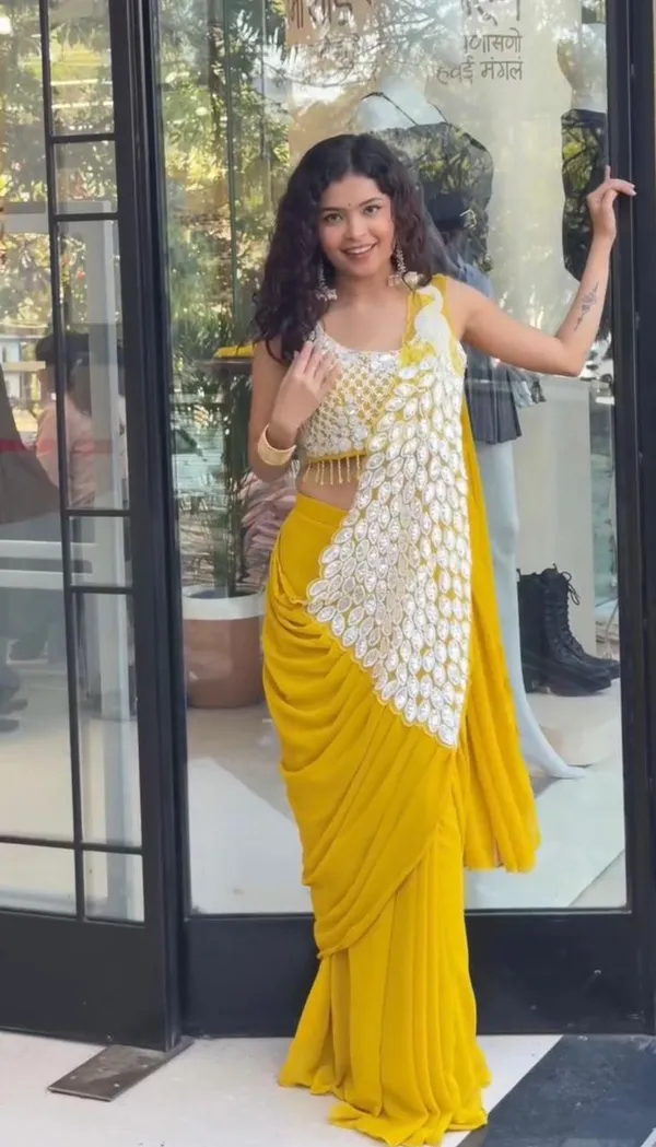 New_Super_Trending_Embroidery_Sequence_work_ready_to_wear_saree_with_Embroidery_Blouse