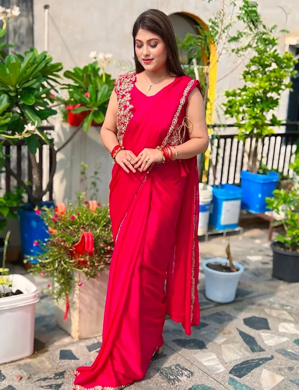 New_Super_Trending_Embroidery_cording_work_ready_to_wear_saree_with_Embroidery_Blouse