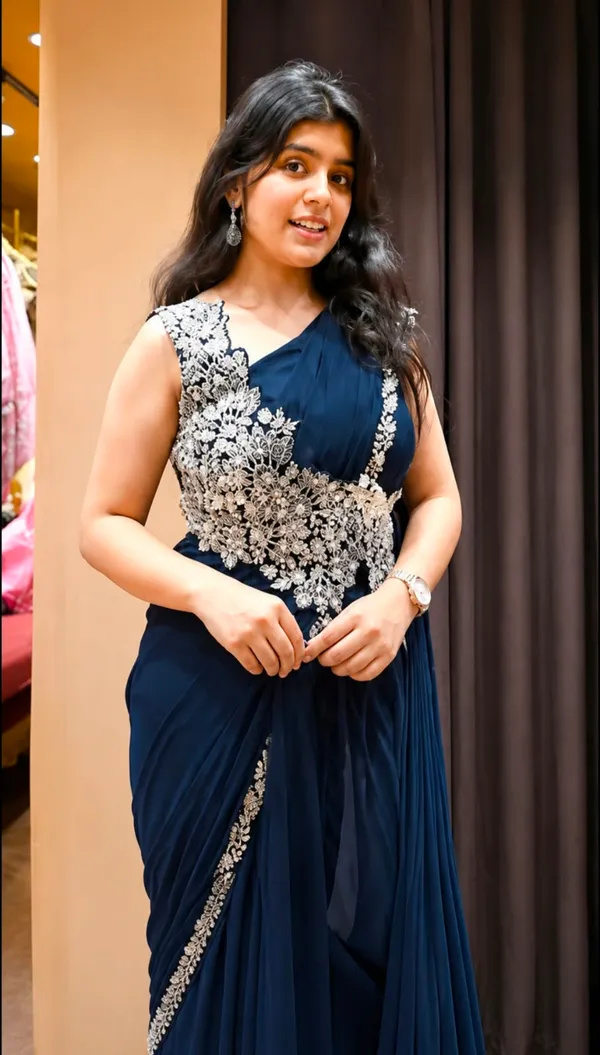 New_Super_Trending_Embroidery_cording_work_ready_to_wear_saree_with_Embroidery_Blouse