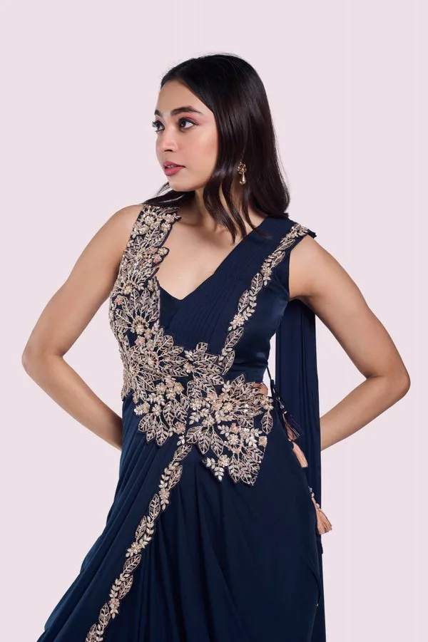 New_Super_Trending_Embroidery_cording_work_ready_to_wear_saree_with_Embroidery_Blouse