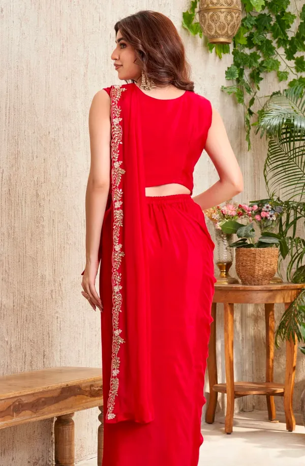 New_Super_Trending_Embroidery_cording_work_ready_to_wear_saree_with_Embroidery_Blouse