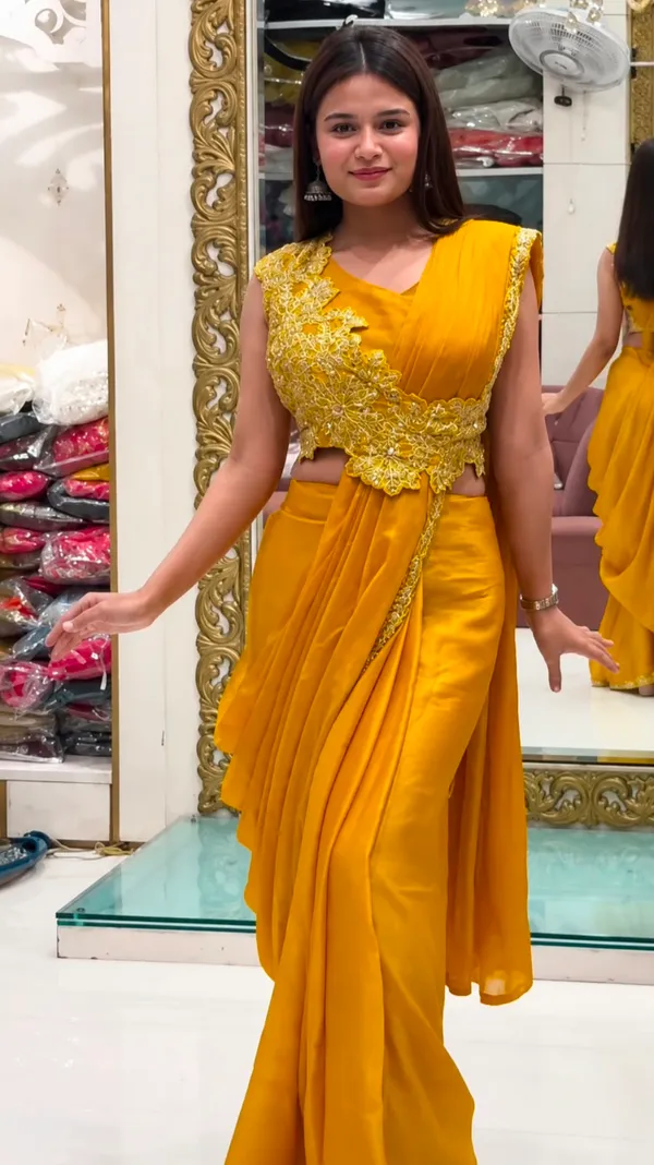 New_Super_Trending_Embroidery_cording_work_ready_to_wear_saree_with_Embroidery_Blouse