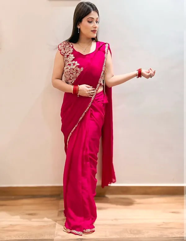 New_Super_Trending_Embroidery_cording_work_ready_to_wear_saree_with_Embroidery_Blouse