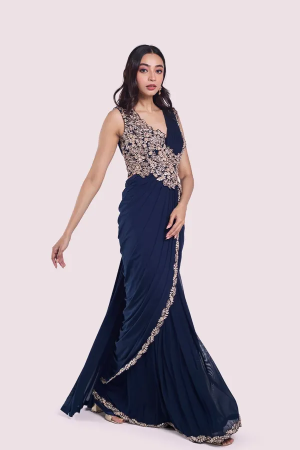 New_Super_Trending_Embroidery_cording_work_ready_to_wear_saree_with_Embroidery_Blouse