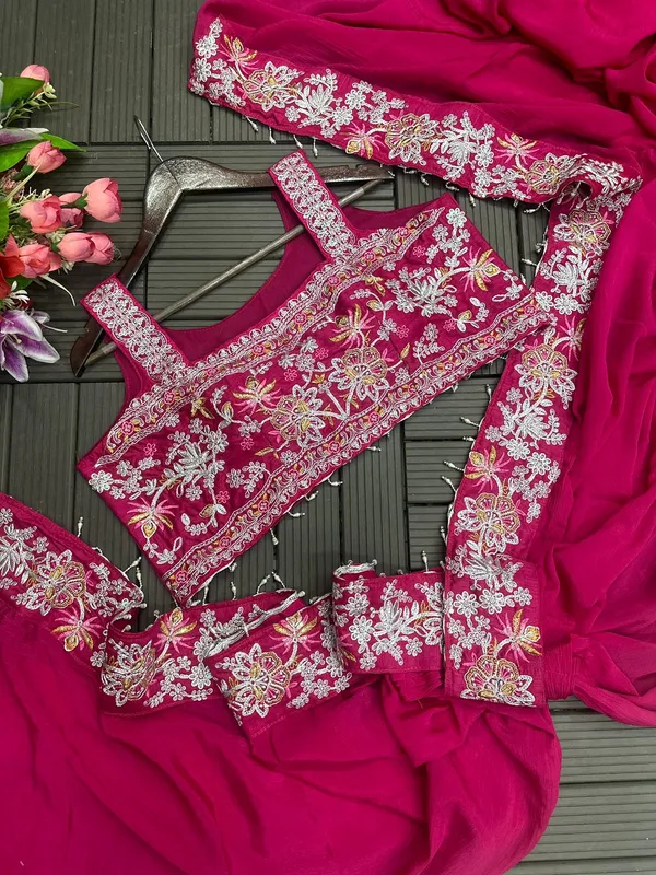 New_Super_Trending_Embroidery_cording_work_ready_to_wear_saree_with_full_koti