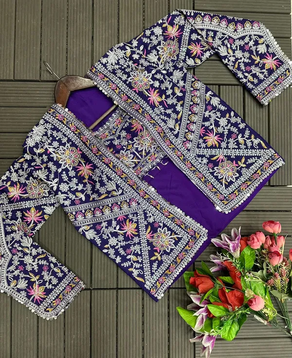 New_Super_Trending_Embroidery_cording_work_ready_to_wear_saree_with_full_koti