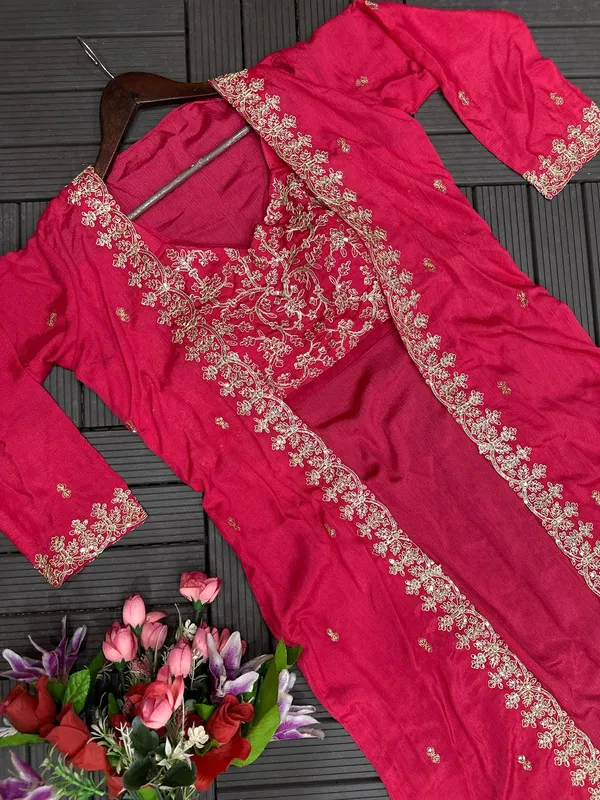 New_Super_Trending_Party_Wear_Shrug_with_Sarara_With_Embroidery_Work
