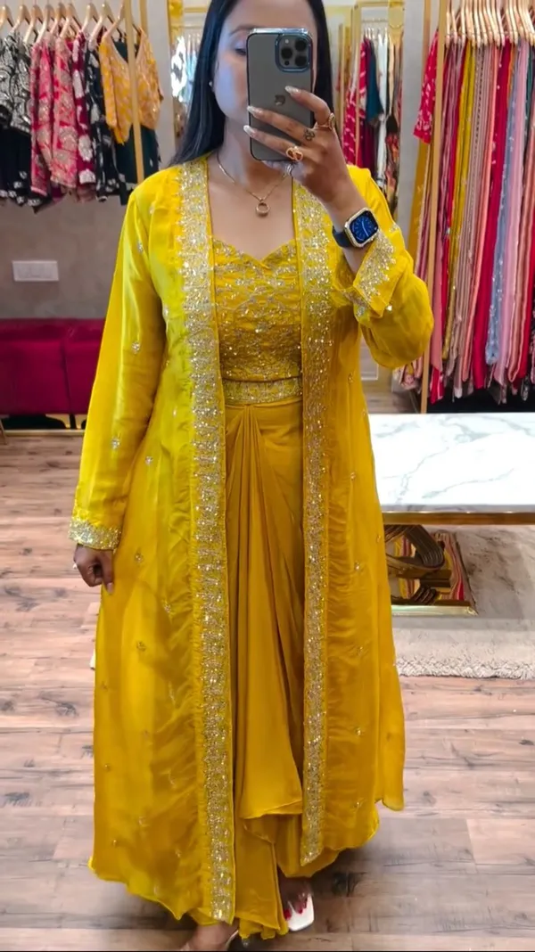 New_Super_Trending_Party_Wear_Shrug_with_Sarara_With_Embroidery_Work