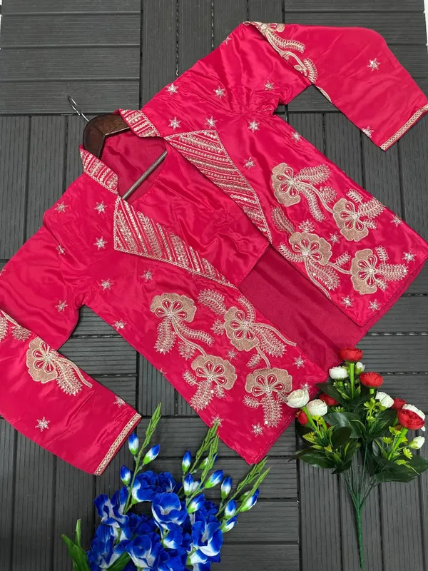 New_Super_Trending_Party_jacket_with_saree_Reday_to_wear_Embroidery_work_saree