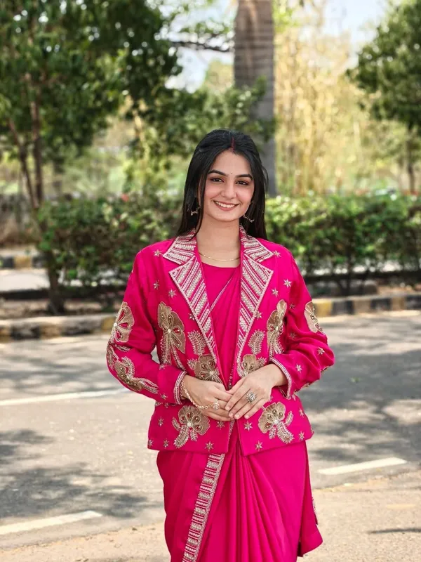 New_Super_Trending_Party_jacket_with_saree_Reday_to_wear_Embroidery_work_saree
