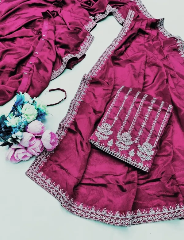 Pink__Premium_Party_Ready_to_Wear_Saree_And__Koti_Blouse_