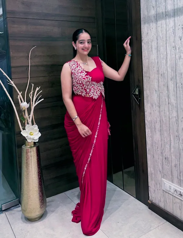 New_Super_Trending_Embroidery_cording_work_ready_to_wear_saree_with_Embroidery_Blouse