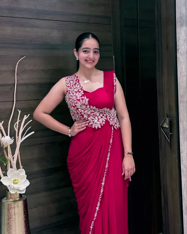 New_Super_Trending_Embroidery_cording_work_ready_to_wear_saree_with_Embroidery_Blouse