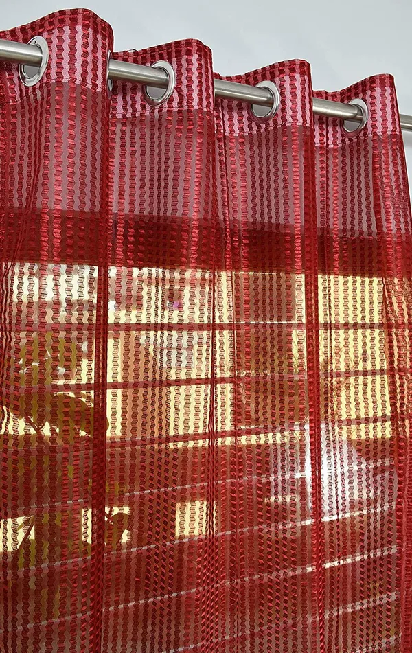 Maroon,_Self_Design__Tissue,_Net_Transparent__Curtain_Single_Curtain
