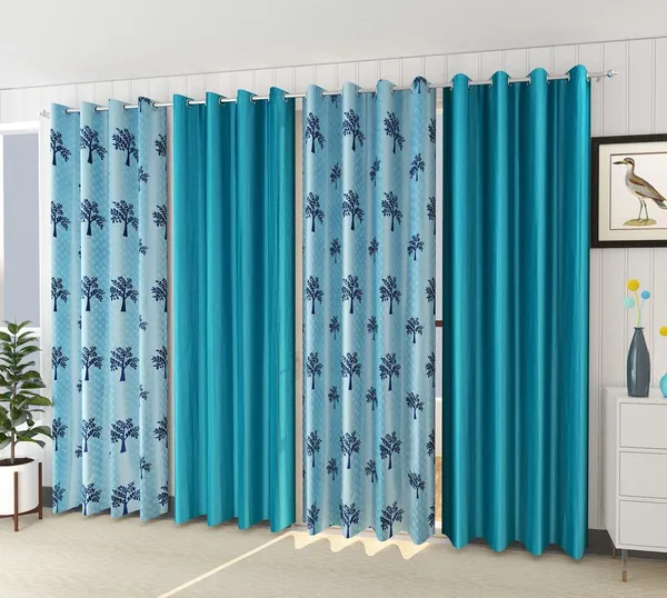 Pack_Of_4,_Blue,_Floral__213_cm_7_ft_Polyester_Room_Darkening_Door_Curtain