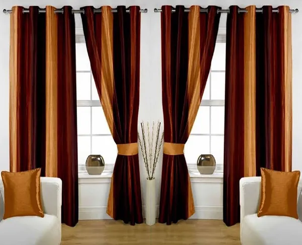 Pack_Of_4,_Brown,_Striped__Polyester_Room_Darkening_Curtain
