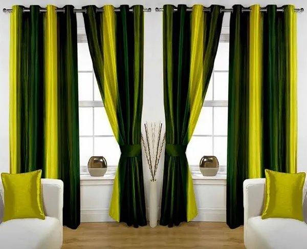 Pack_Of_4,_Green,_Striped__213_cm_7_ft_Polyester_Room_Darkening_Door_Curtain