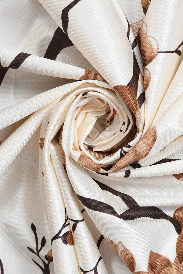 Pack_Of_4,_Brown::White,_Floral__Polyester_Room_Darkening_Curtain