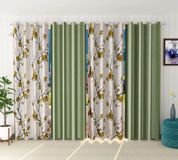 Pack_Of_4,_Multicolor,_Floral__Polyester_Room_Darkening_Curtain