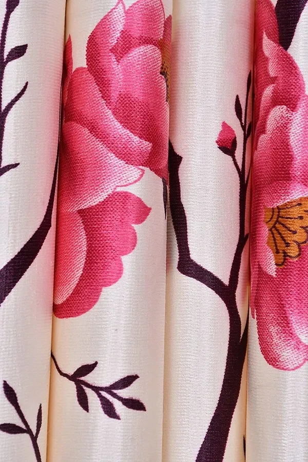 Pack_Of_4,_Pink,_Floral__Polyester_Room_Darkening_Curtain
