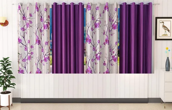 Pack_Of_4,_Purple,_Floral__152_cm_5_ft_Polyester_Room_Darkening_Window_Curtain