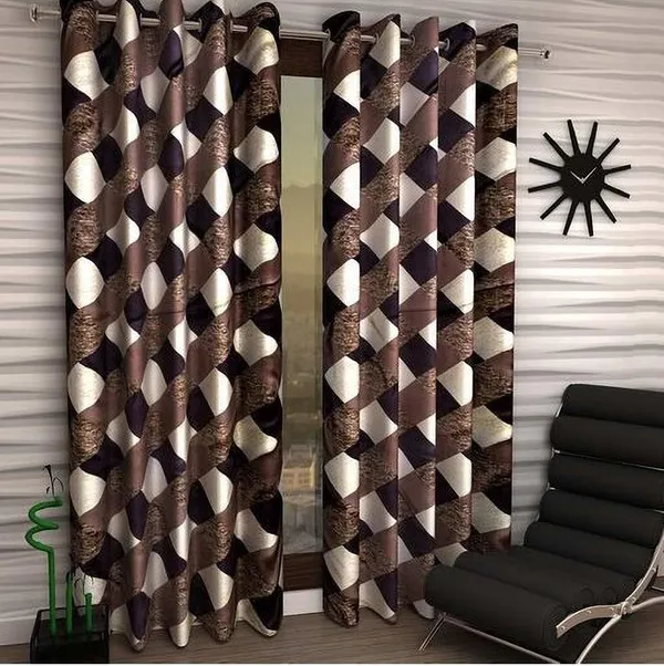 Pack_Of_2,_Brown,_Checkered__152_cm_5_ft_Polyester_Semi_Transparent_Door_Curtain